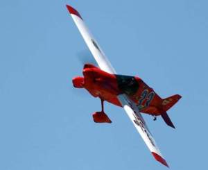 Mike Mundell's aircraft ''Second Wind'' in flight at Air Race 1 event Mike Mundell's aircraft ''Second Wind'' in flight at Air Race 1 event